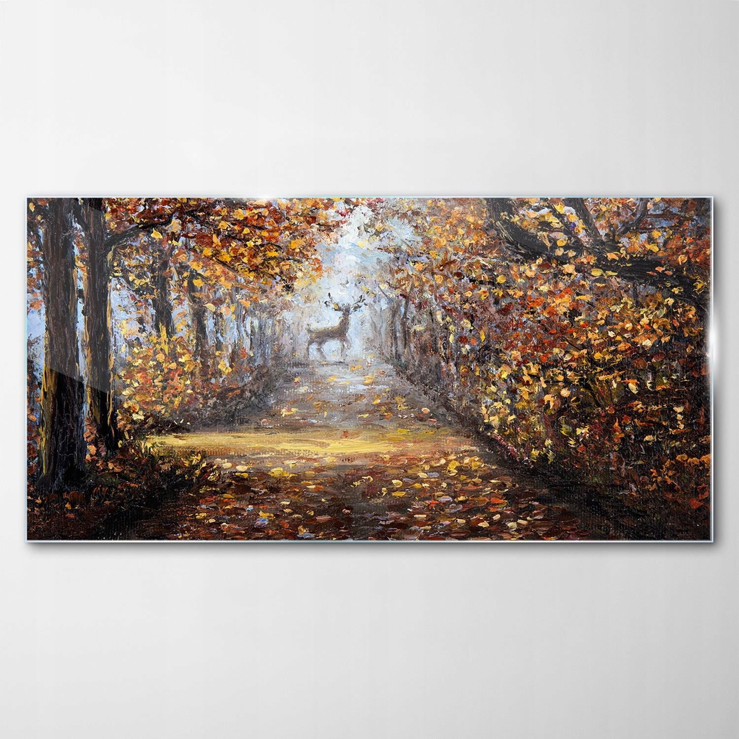

Obraz Szklany Dekor Las Jesień Jeleń Drzewa 140x70