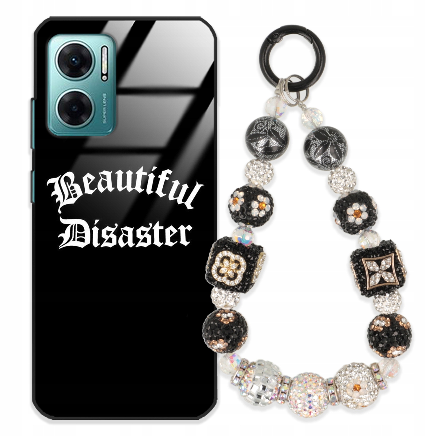 Pouzdro Pro Xiaomi Redmi 10 5G Glass Přívěsek Na Klíče Elegantní Kryt Premium Wz