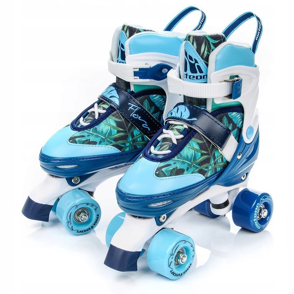 Wrotki Meteor Flora Niebiesko Biało Zielone Rozmiar 31-34