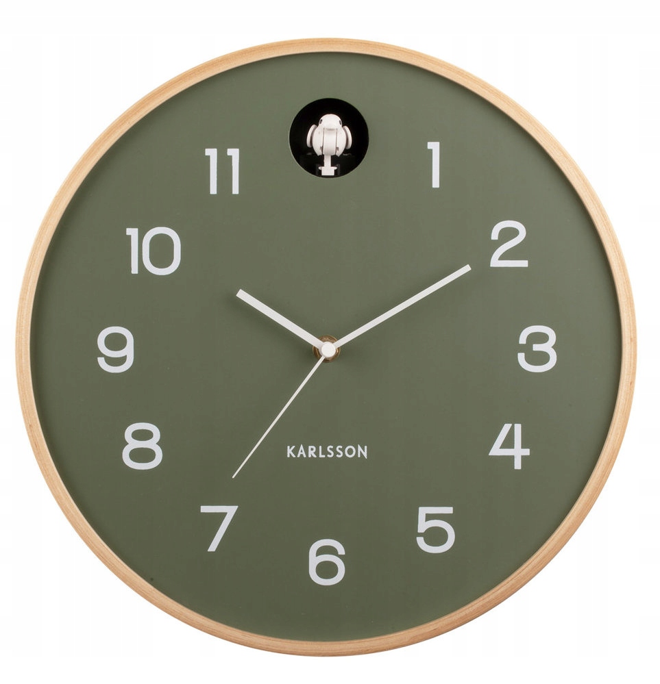 Dřevěný Zelený Klasický Dřevěný Budík S Kukačkou Karlsson KA5886GR