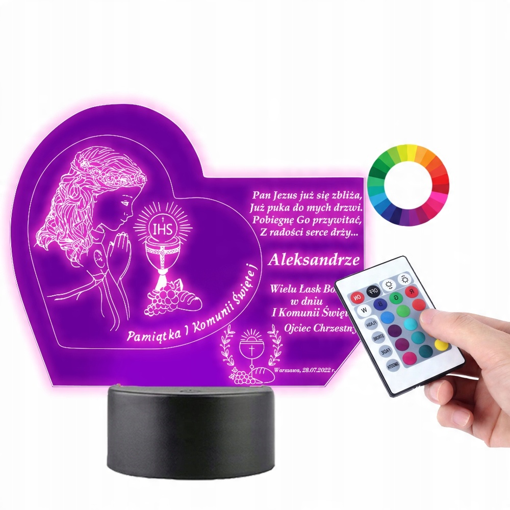 

Lampka Led Plexido Statuetka Pamiątka Komunii