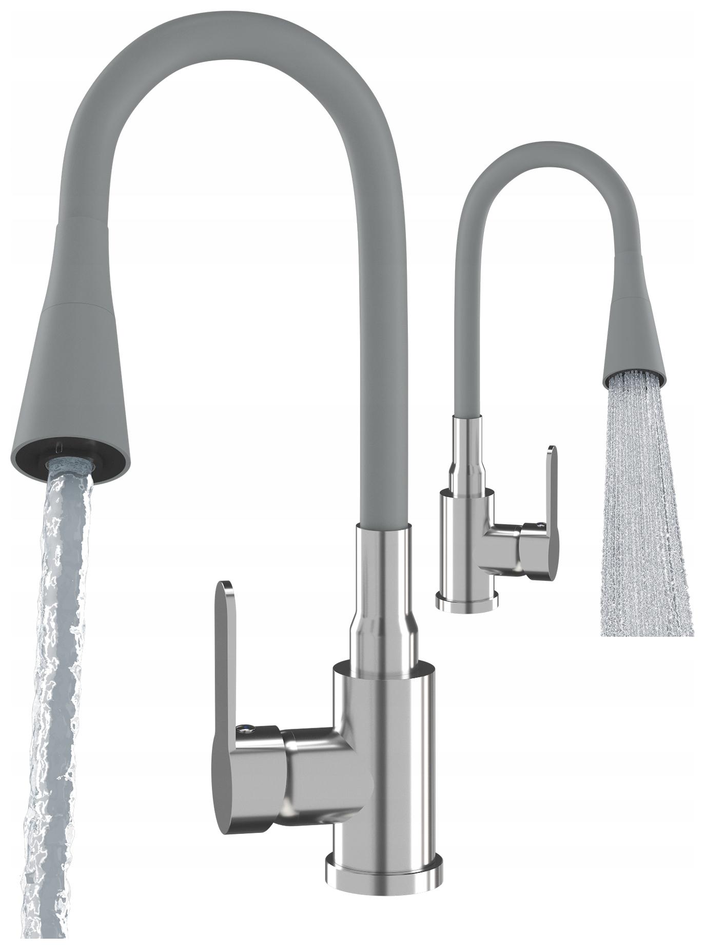Kuchyňská Baterie Šedá Flexibilní Ramínko Flexo Kohoutek Chrom Ohebný Výtok
