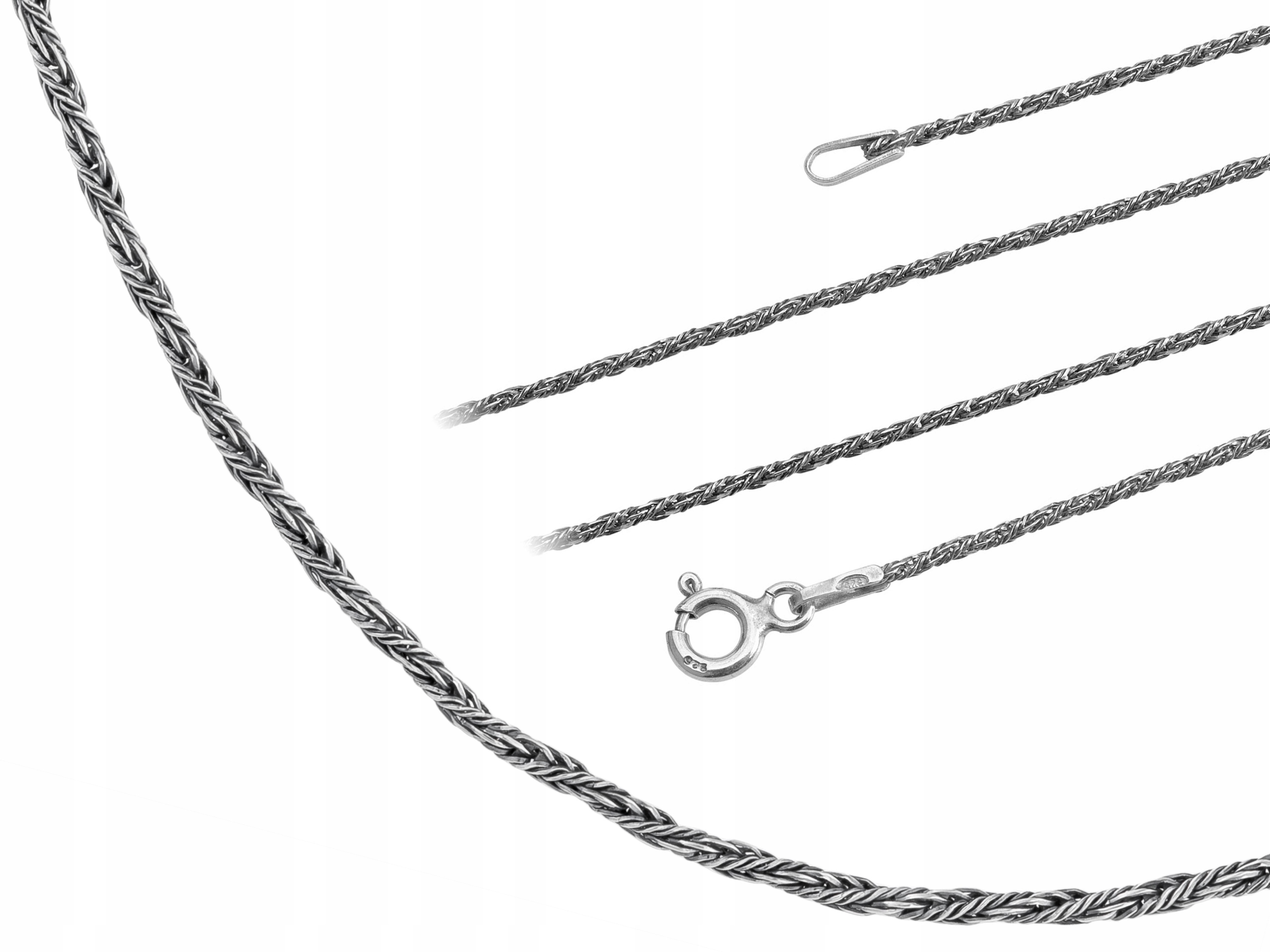 Dlouhý stříbrný oxidovaný Řetízek Liščí ocas 1,1 mm ozdobný 80 cm