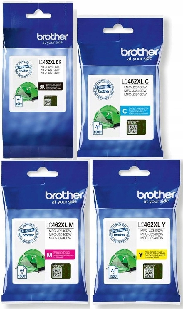 4x Tusz Brother LC462XL komplet zestaw XL Cmyk Oryginał
