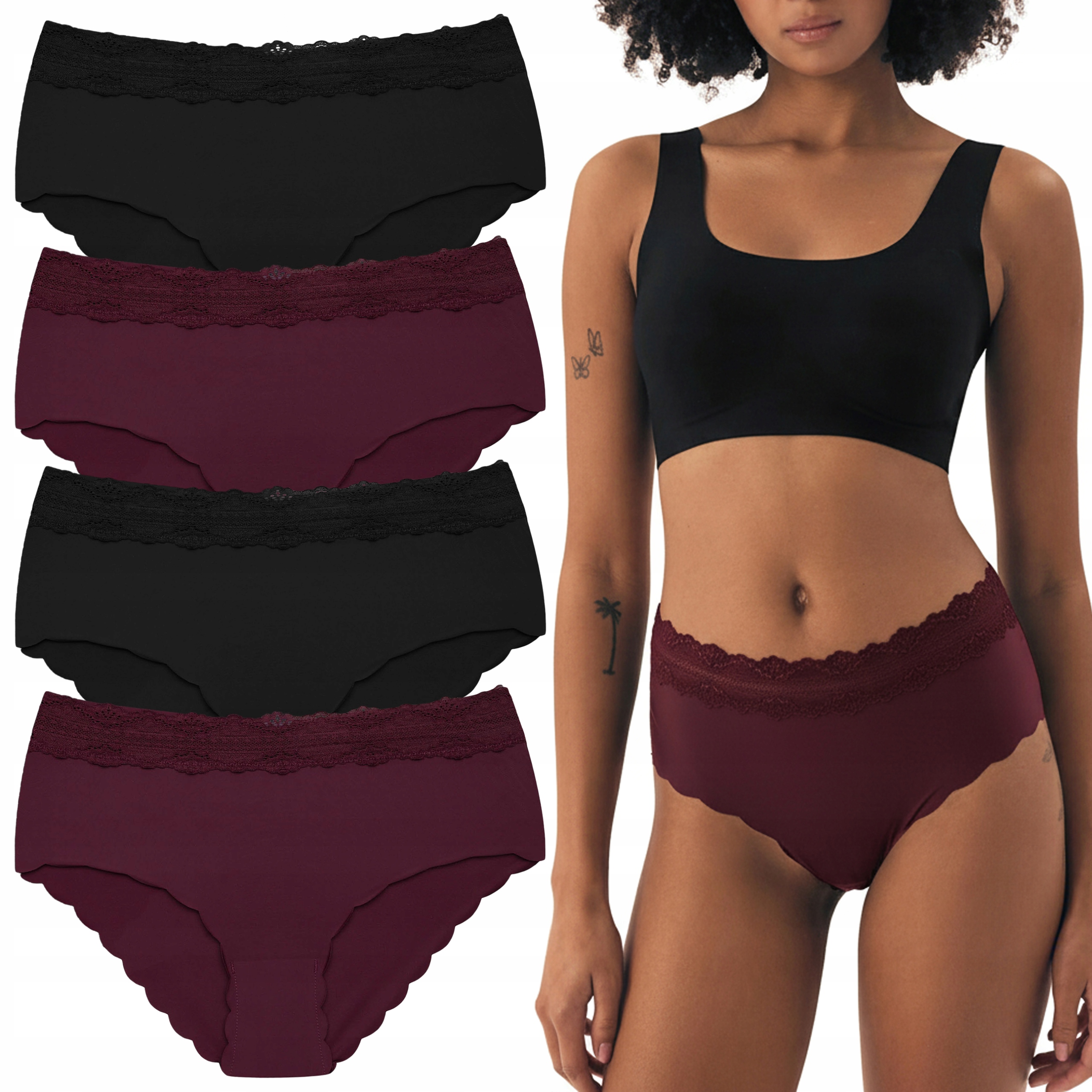 Kalhotky Kalhotky Maxi Henderson Krajkové Dámské Kalhotky s Vložkou 4-PACK XL