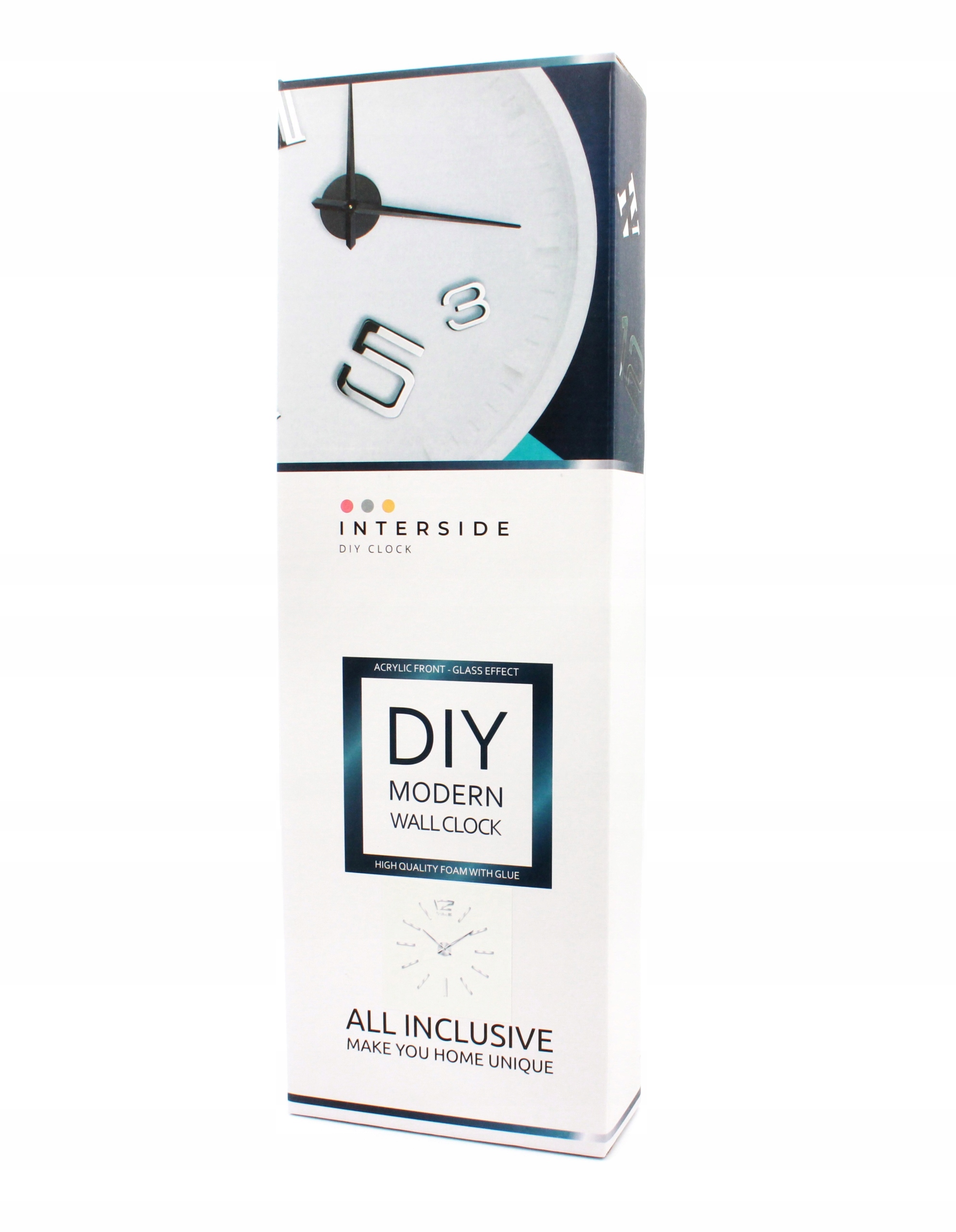 NOWOCZESNY ZEGAR ŚCIENNY 3D DUŻY ROZMIAR 70-130 CM LUSTRO DIY Linia LUSTRO