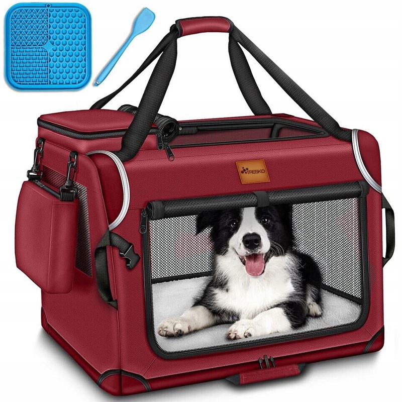 Levně Klec pro psa, skládací, 83 x 58 x 58 cm, červená