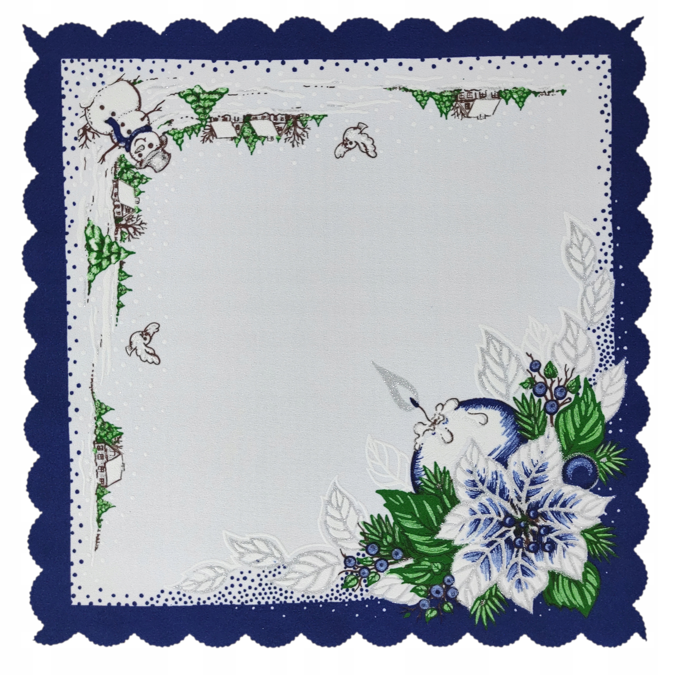 Serwetka świąteczna KWADRAT bałwanek szafirowa