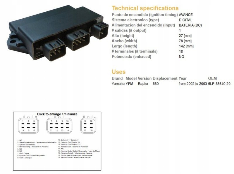 Modul Zapaľovania CDI Yamaha Yfm 660 Raptor 02-03