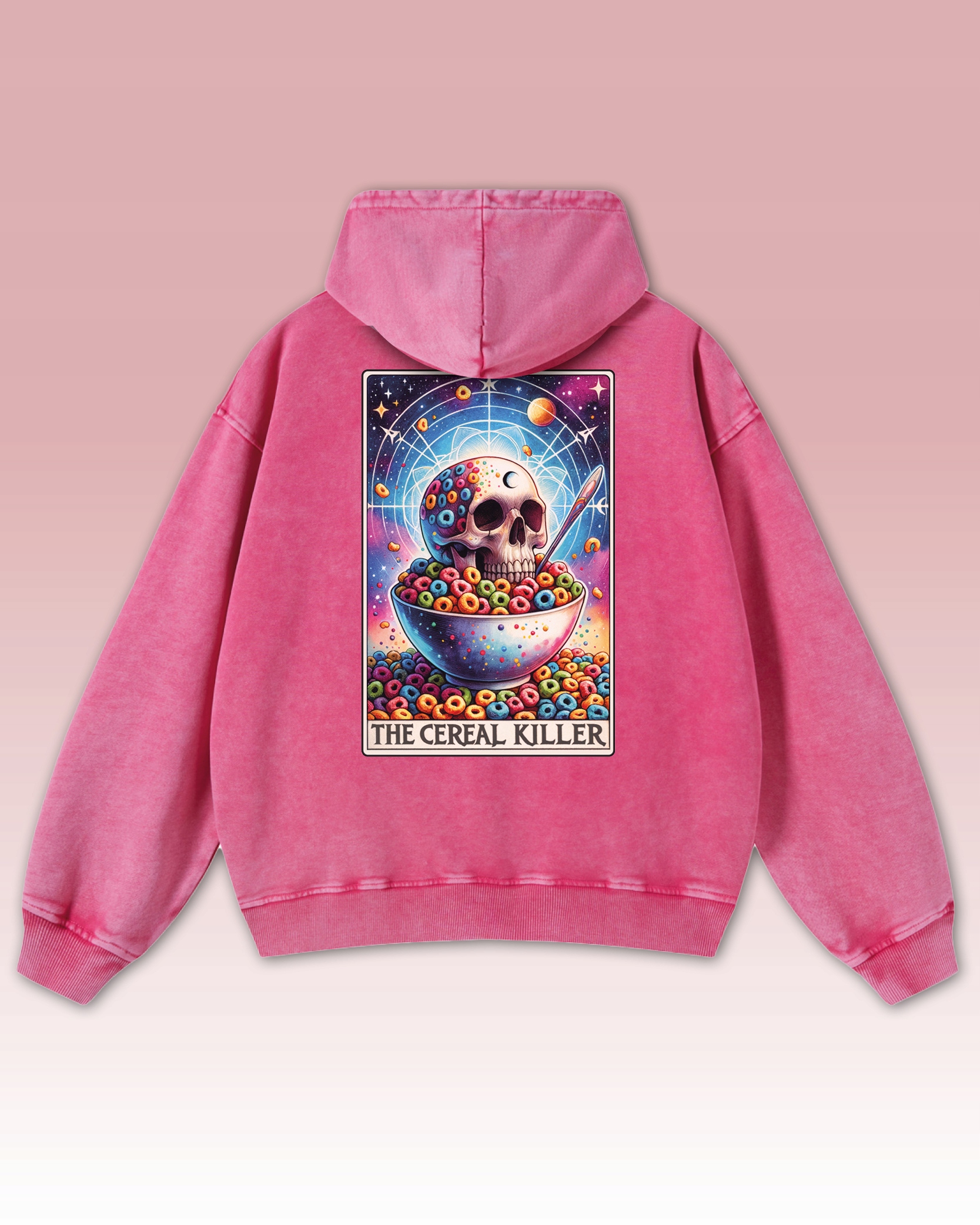 Mikina s motivem surrealismu s lebkou a cereální Mikina The Cereal Killer Lebka , růžová, velikost XL