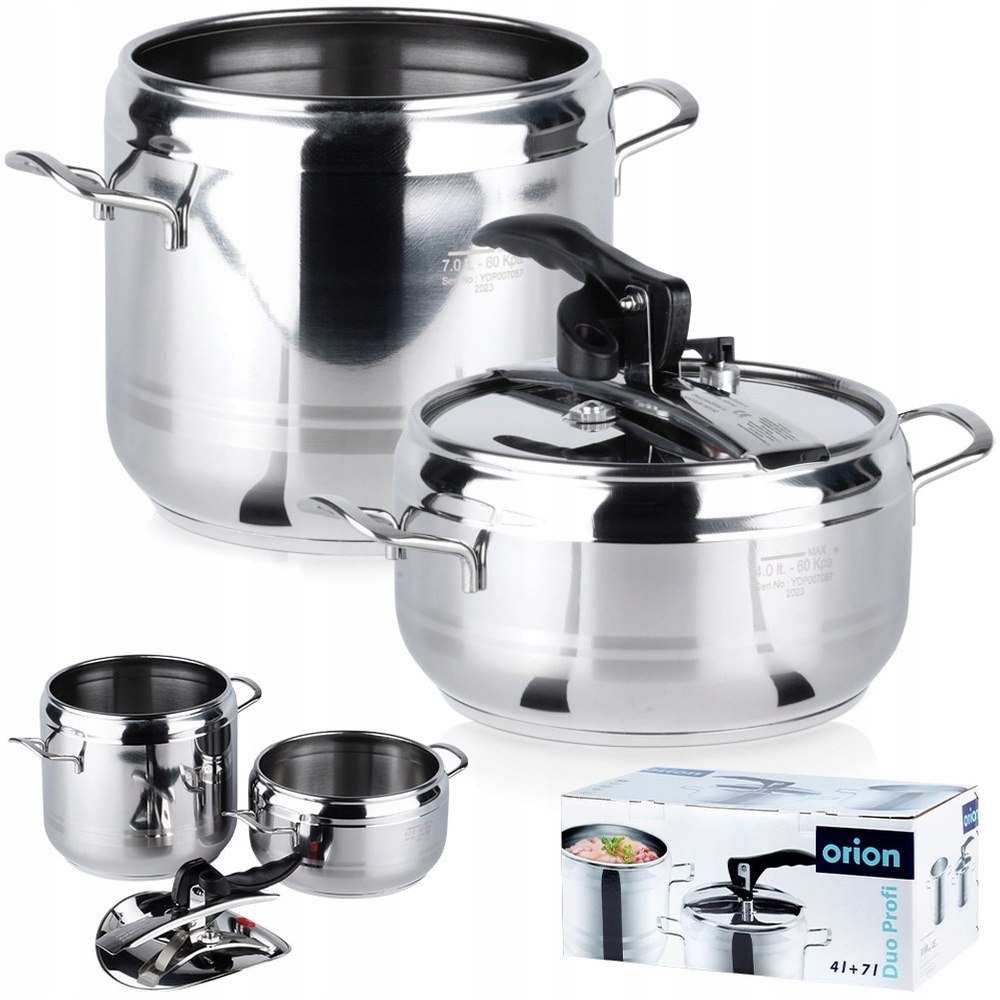 2x Szybkowar ORION PROFI stalowy garnek ciśnieniowy szybkie gotowanie 4+7L
