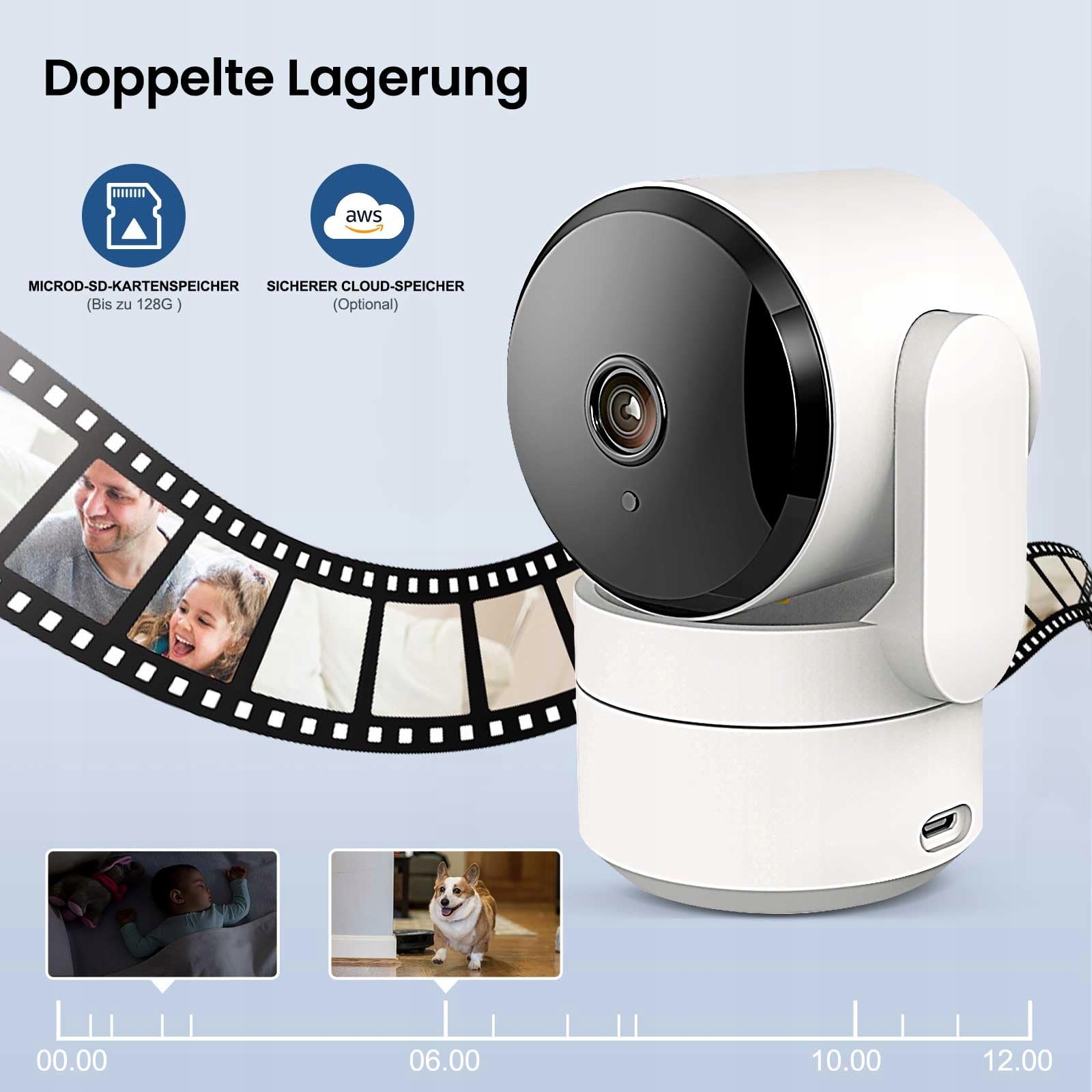 AMOROM Kamera Wewnętrzna 360° 1080p z Nocnym Widzeniem i Audio — miniatura 8