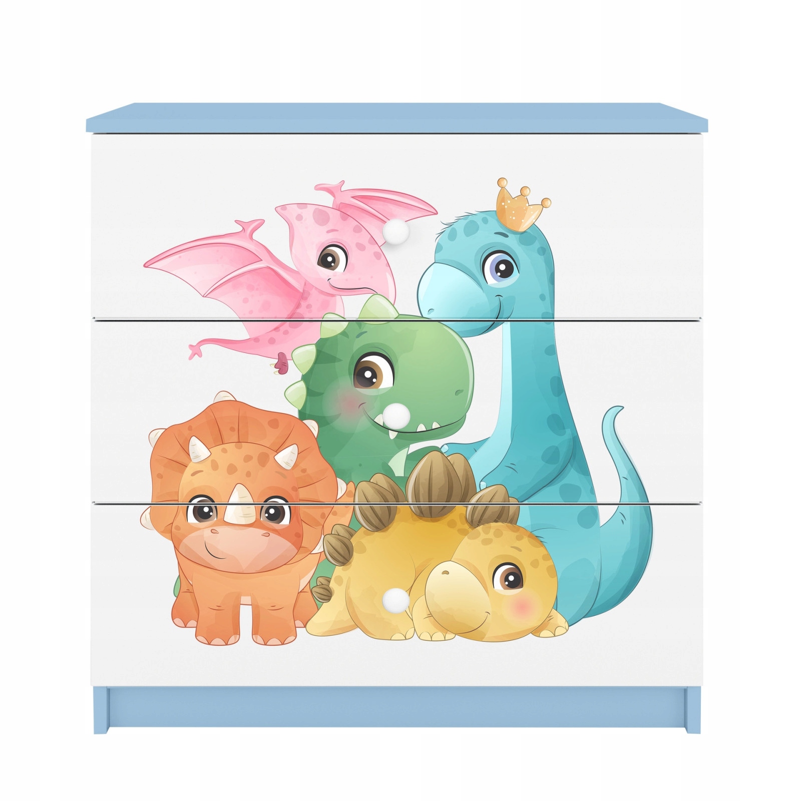 Komoda Babydreams modrá grafika Dinusie 80 cm