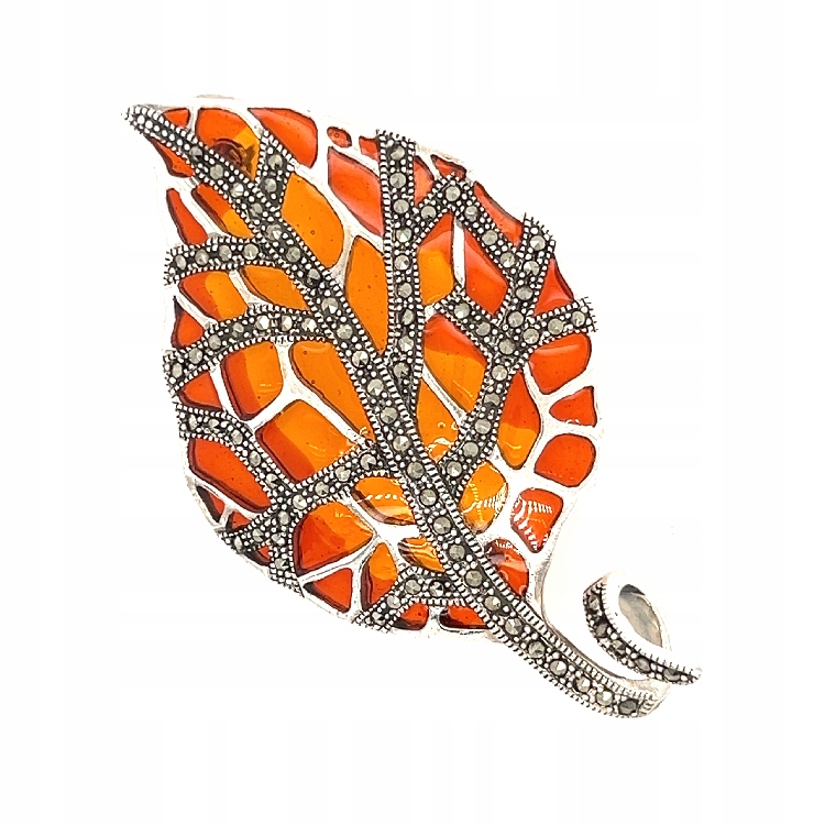 Vitrážový podzimní list – brož