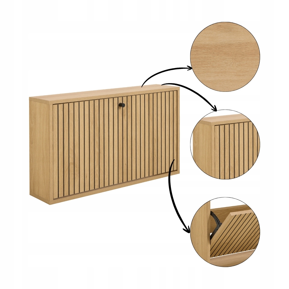 Nástenná skrinka na topánky do predsiene, závesný úzky regál, výklopné dvere