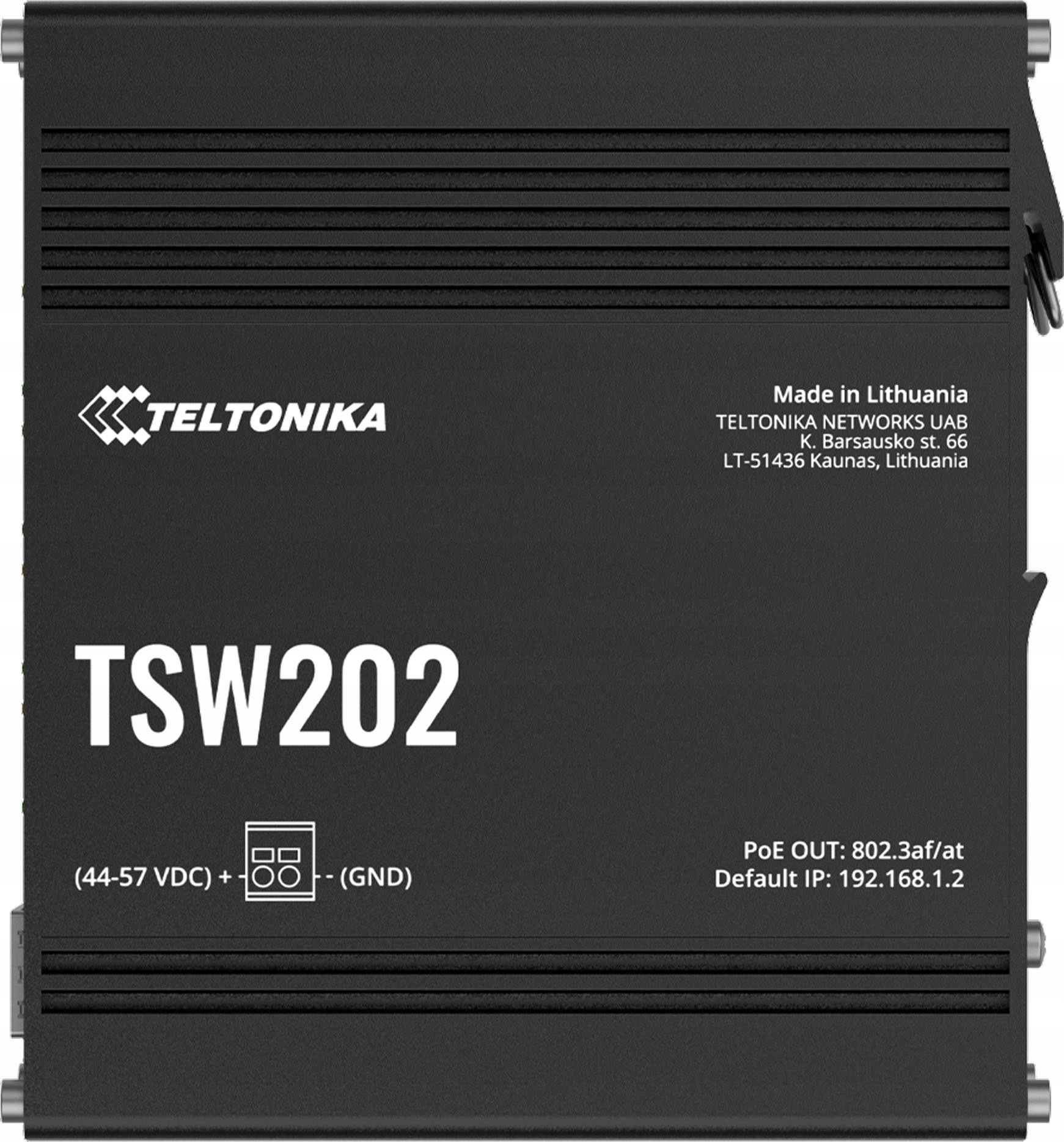 Teltonika TSW202 Priemyselný Riadiaci Prepínač 8XFE 2XSFP Poe+ Din