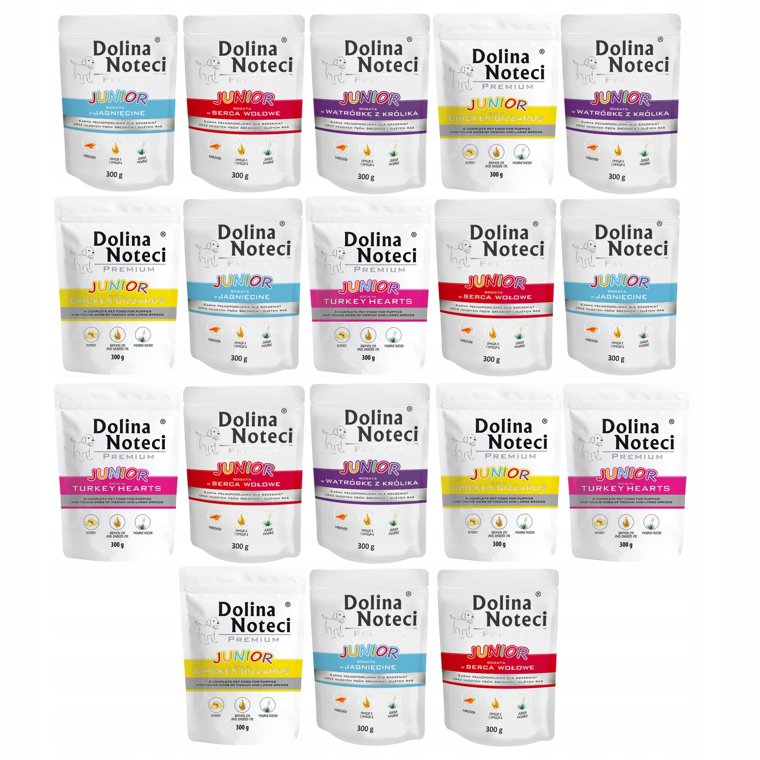 Levně Dolina Noteci Junior Krmivo mokré, mix příchutí 18 x 300 g