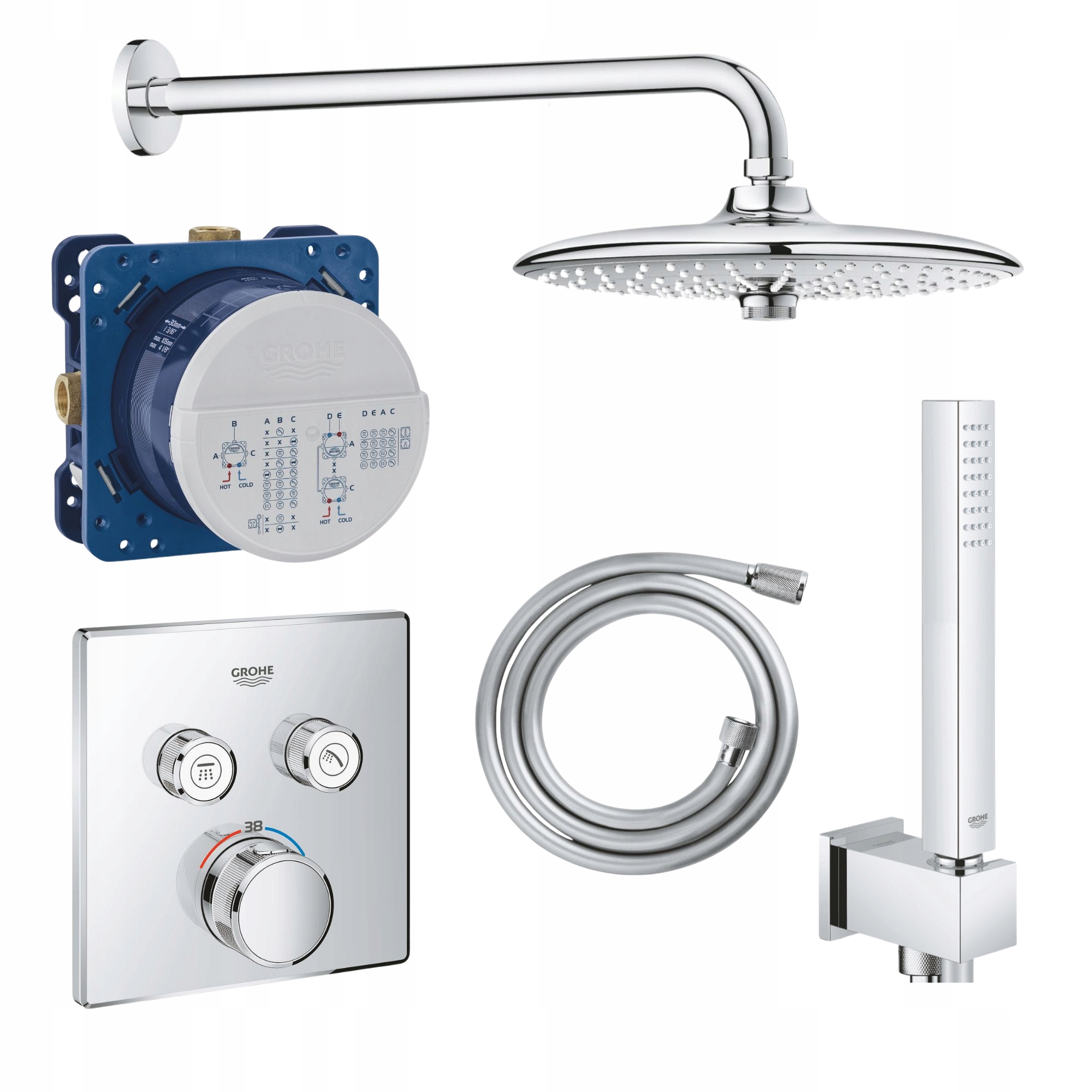 Zestaw prysznicowy Grohe 100% podtynkowy deszczownica bateria termostat