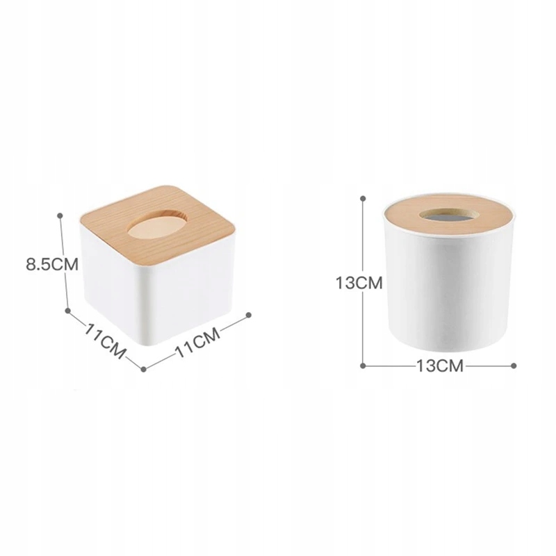 Wooden Round/Square Tissue Box Case Napkins Paper Towel Storage Box Simple Liczba sztuk 1 szt.