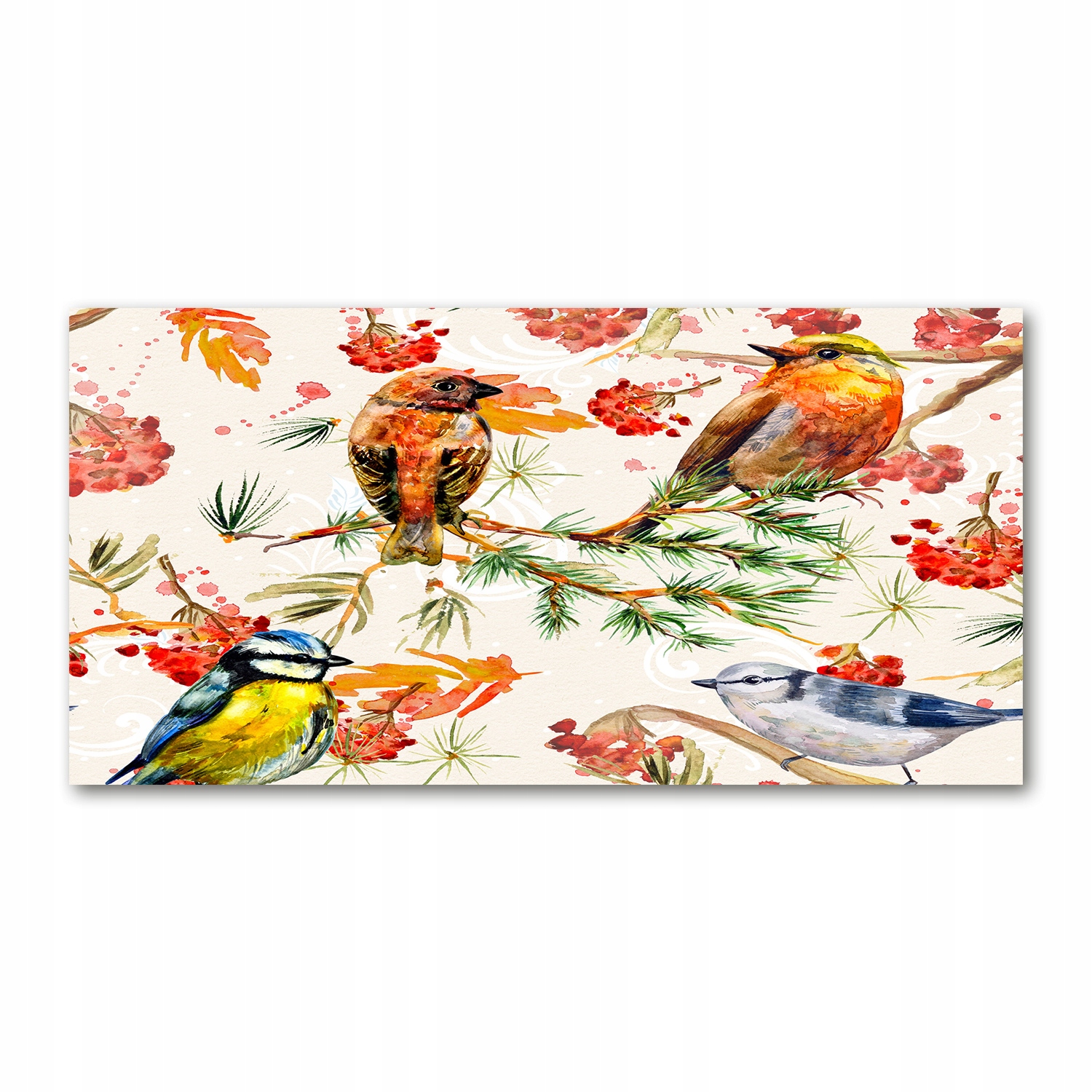 

Foto obraz akryl zdjęcie Iglaki i ptaki 120X60 cm