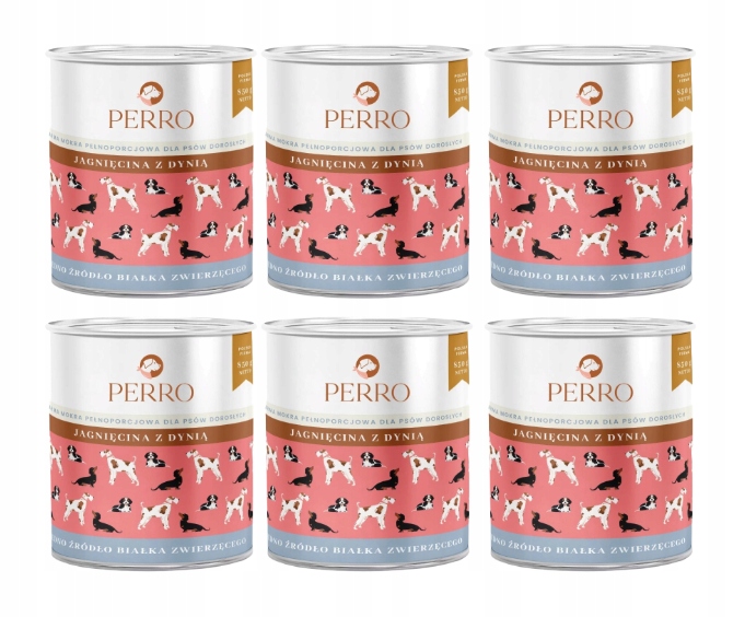Perro Jehněčí s dýní pro dospělé psy 6x800g Set