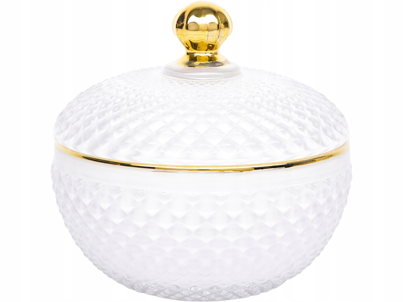 SZKLANY Pojemnik 11 x 12 cm NA WACIKI PŁATKI KOSMETYCZNE - Biały Złoty EAN (GTIN) 5902663719839