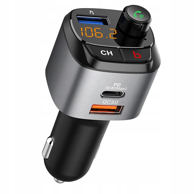 TRANSMITER FM Bluetooth 5.0 z 3xUSB QC3.0 PD 36W GŁOŚNOMÓWIĄCY MIKROFON HD Marka Feegar