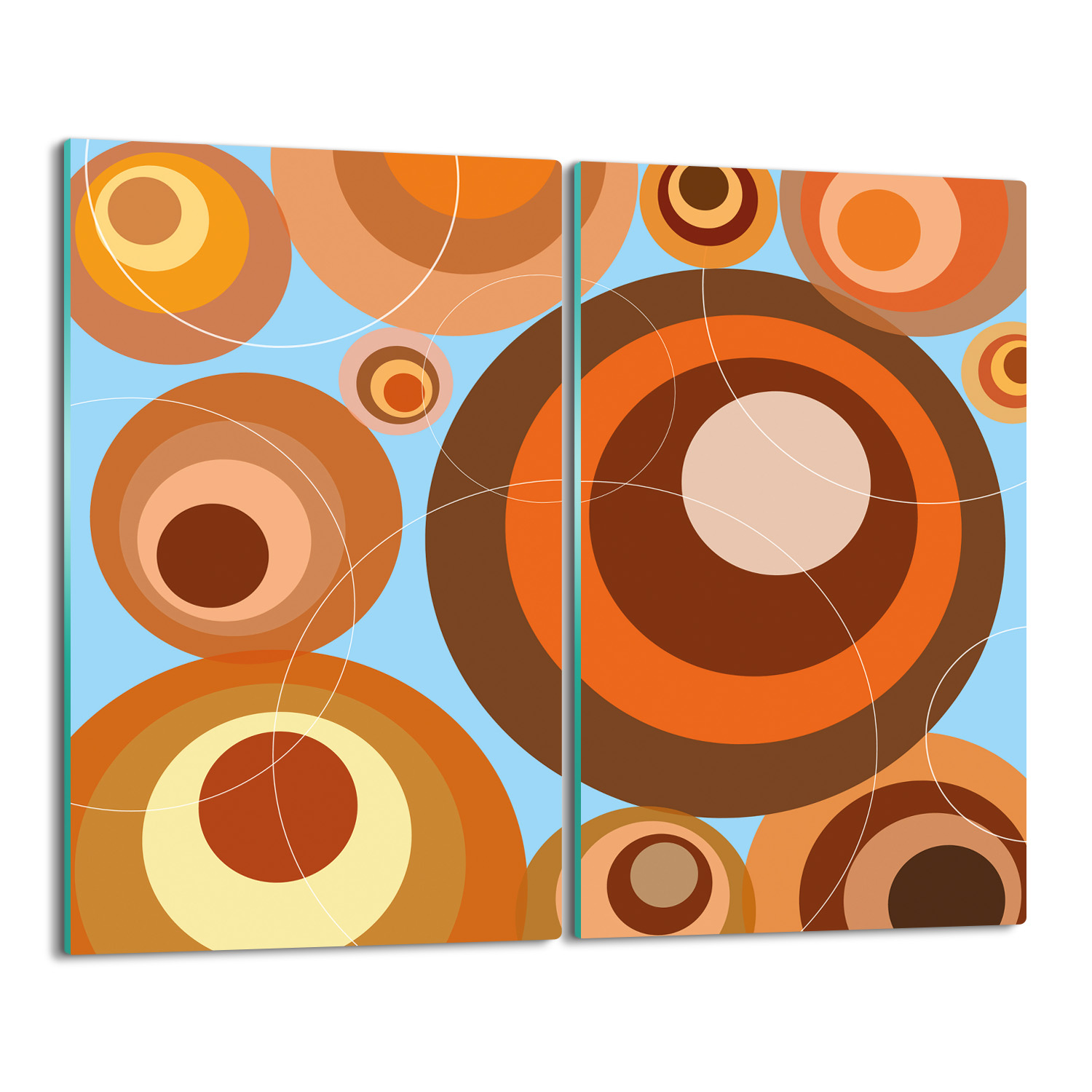 Krytka splashback do kuchyně Retro kruhy 2x 30x52