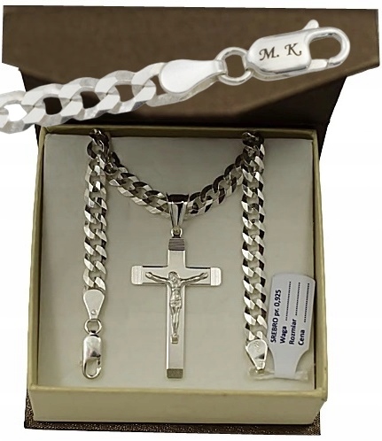 

Łancuszek Srebrny Pancerka Z Krzyżykiem Grawer