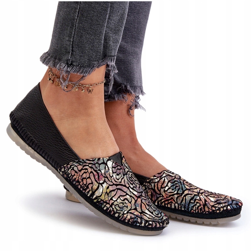 Dámské Kožené Vzorované Baleríny Maciejka 1930B-01 Černé 36