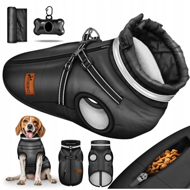 Levně Tresko zimní bunda pro psa černá, velikost XL