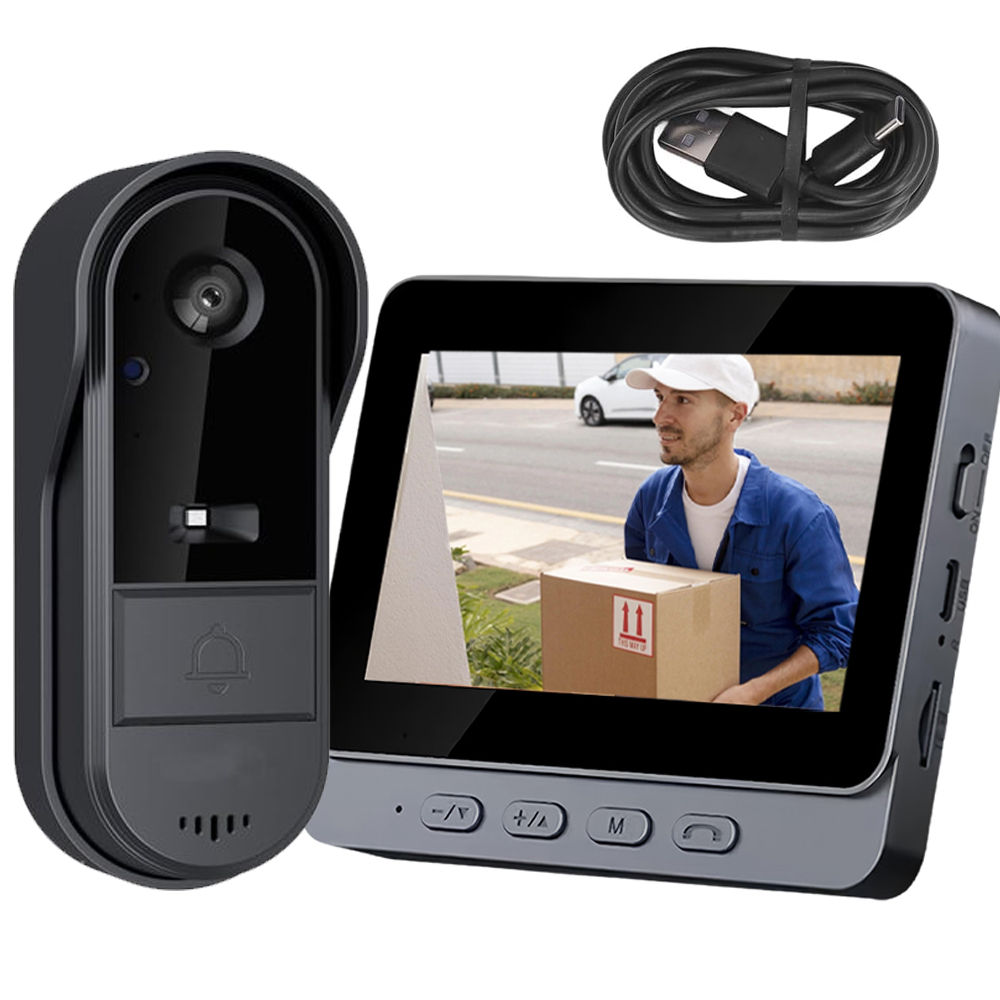 Bezdrátový Videotelefon Domofon Obrazovka Kamera 4.3'' Interkom Záznam Videa