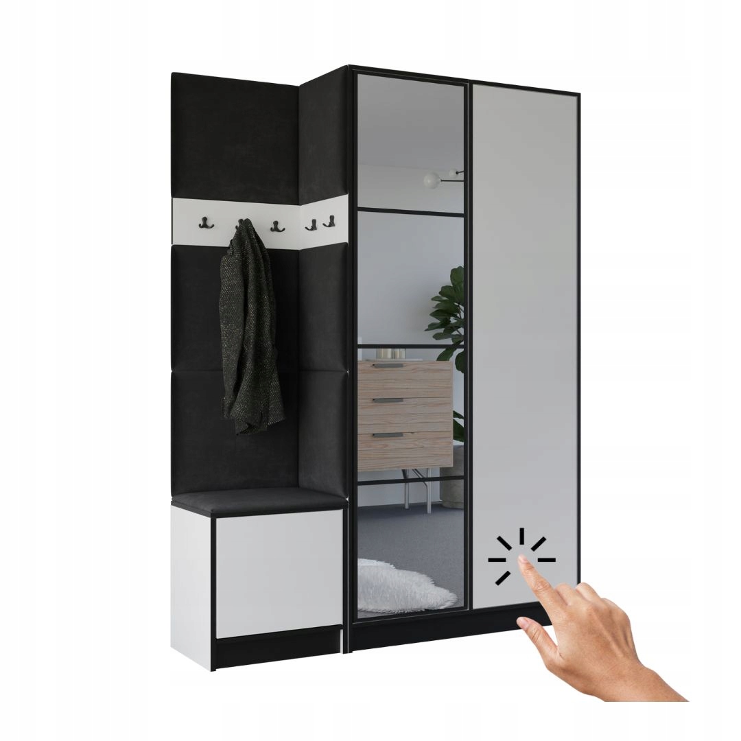 Šatní skříň Costa 13 bílá černá tkanina Vzor 1