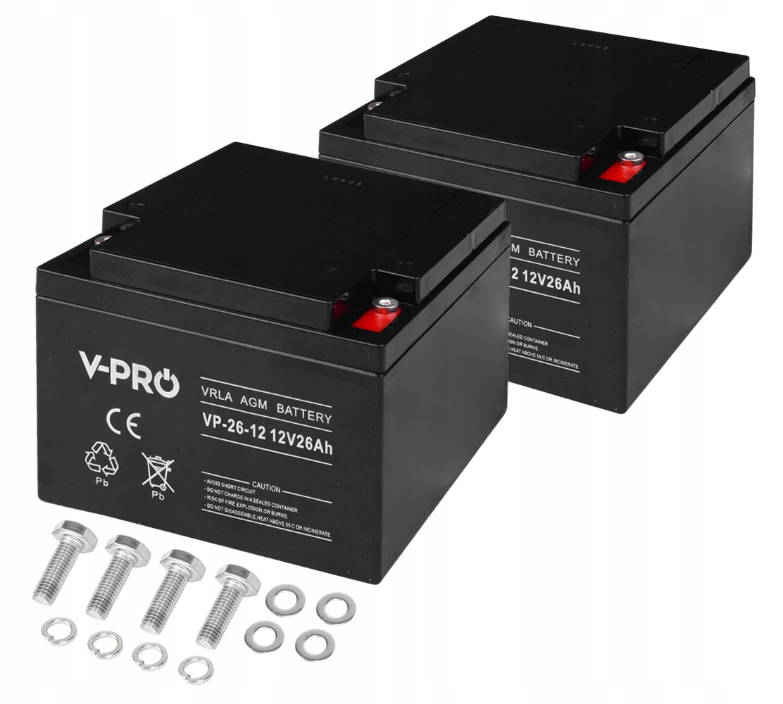 

2X Akumulator Agm 12V 26Ah Bezobsługowy Alarm Ups