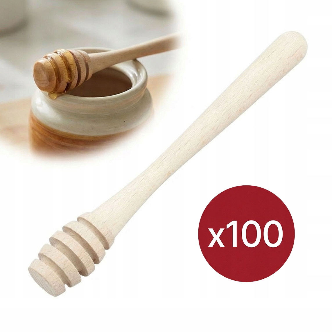Dřevěná lžíce na med medník naběračka 18 cm 100 kusů