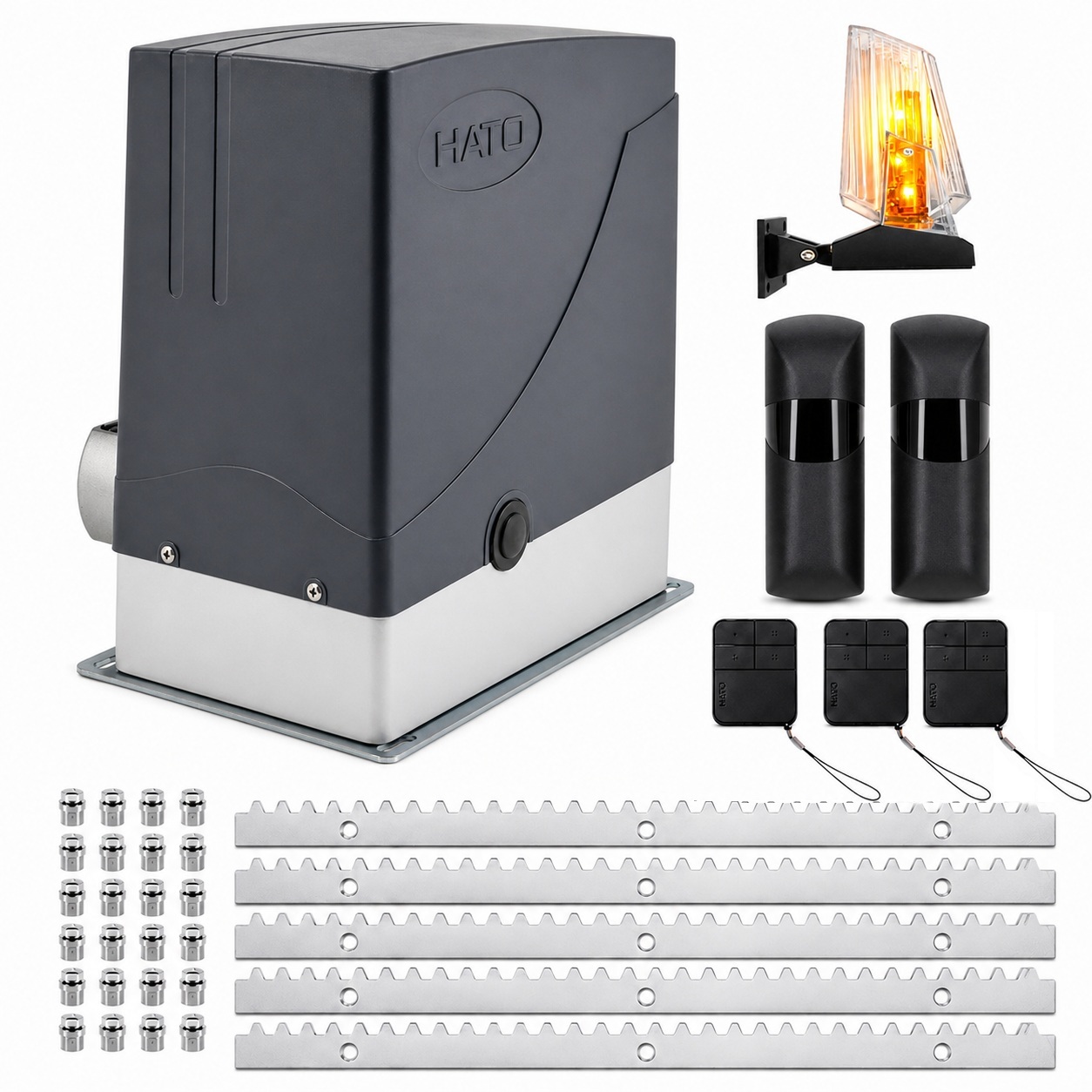 Pohon pre posuvnú bránu Hato DKC400Y 600KG Lišta 5 m, 3x diaľkový ovládač, lampa