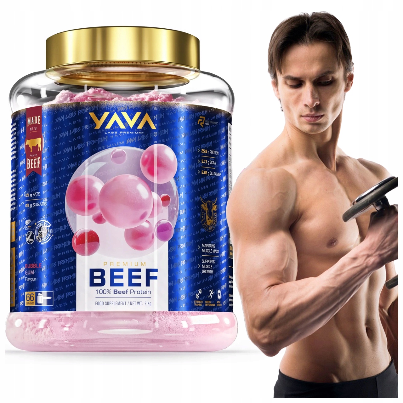 Yava Labs Premium Hovězí Protein 2 Kg Žvýkačka