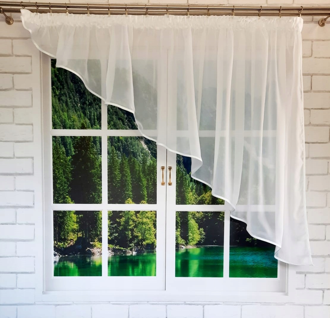 

Firana gotowa 400x140,skos prawy, woal,lamówka