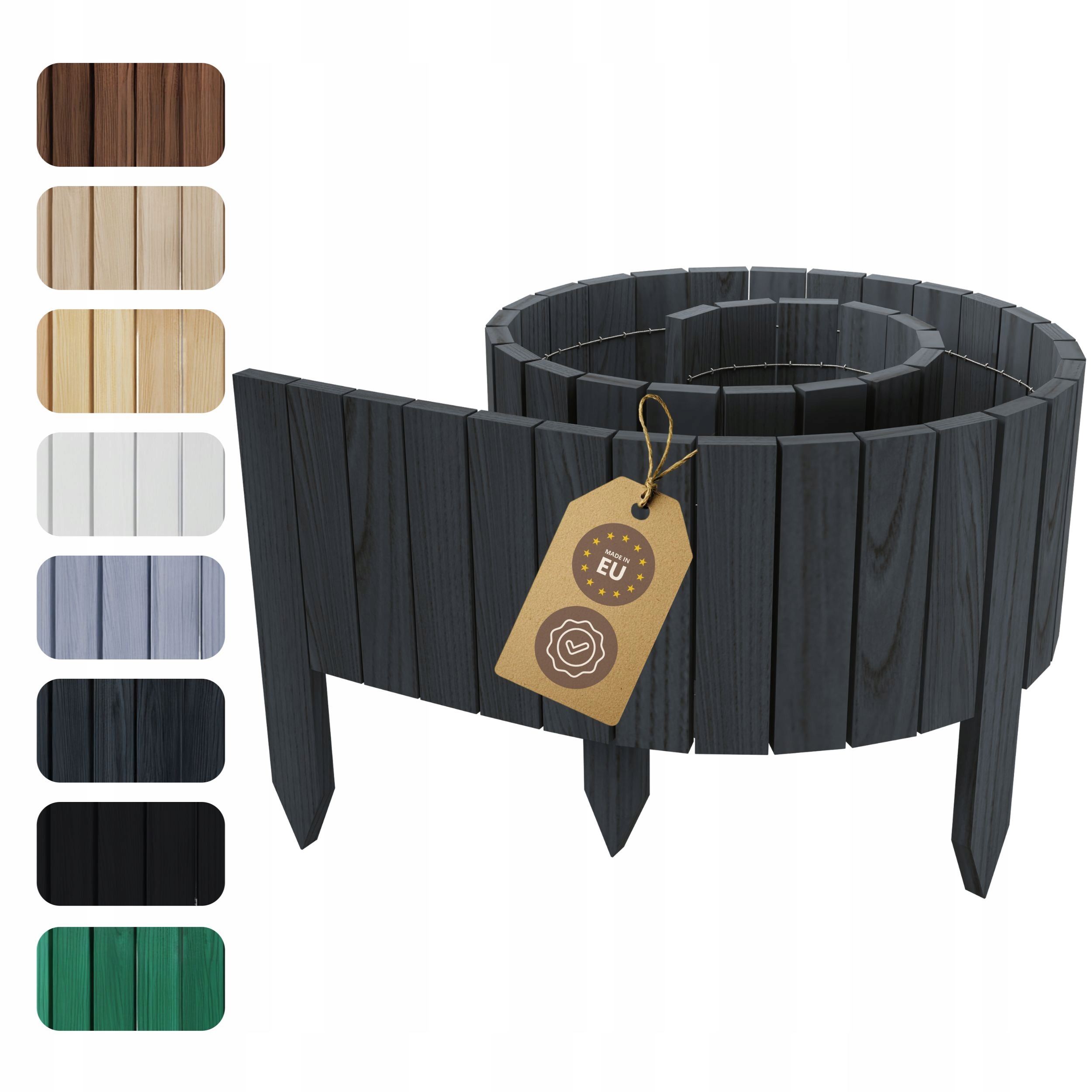 Zahradní Lem Dřevěný plot palisáda Floranica 200 x 20 cm Antracit