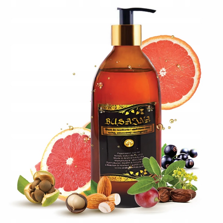 Busajna olej hydratuje a zpevňuje pokožku obličeje a těla 500 ml pumpička