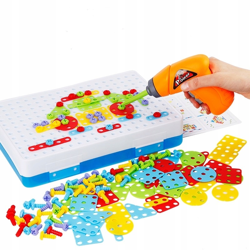Puzzle Klocki w walizce + wkrętarka 151 el. Marka Ikonka