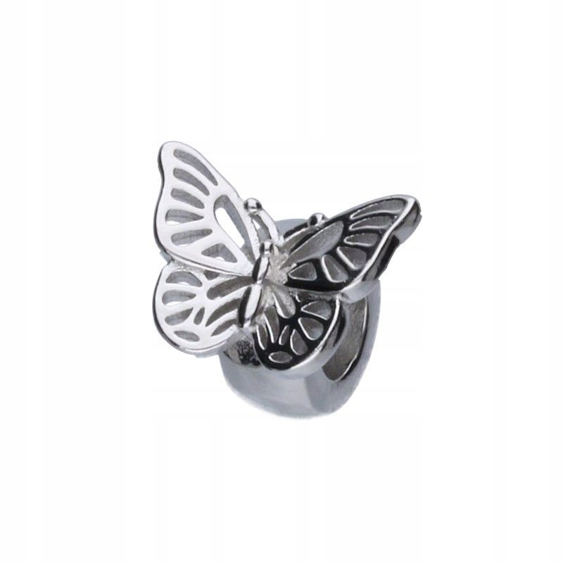 Stříbrný přívěsek Bead 925 s ozdobným prolamovaným motýlkem na náramky 3 mm