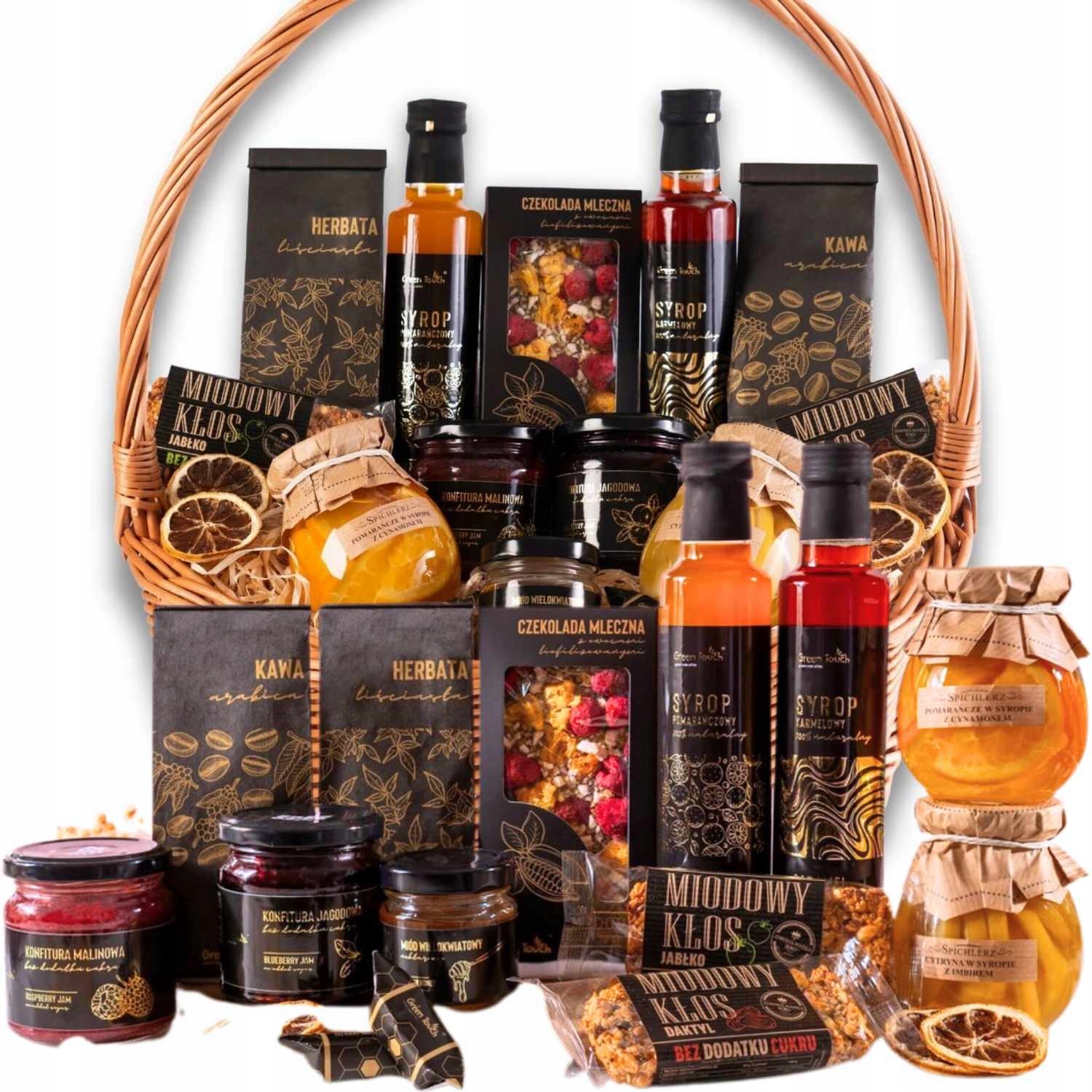 Levně Velký Dárkový Koš Sada Čaj Prémiové Proutěné Sladkosti K Narozeninám