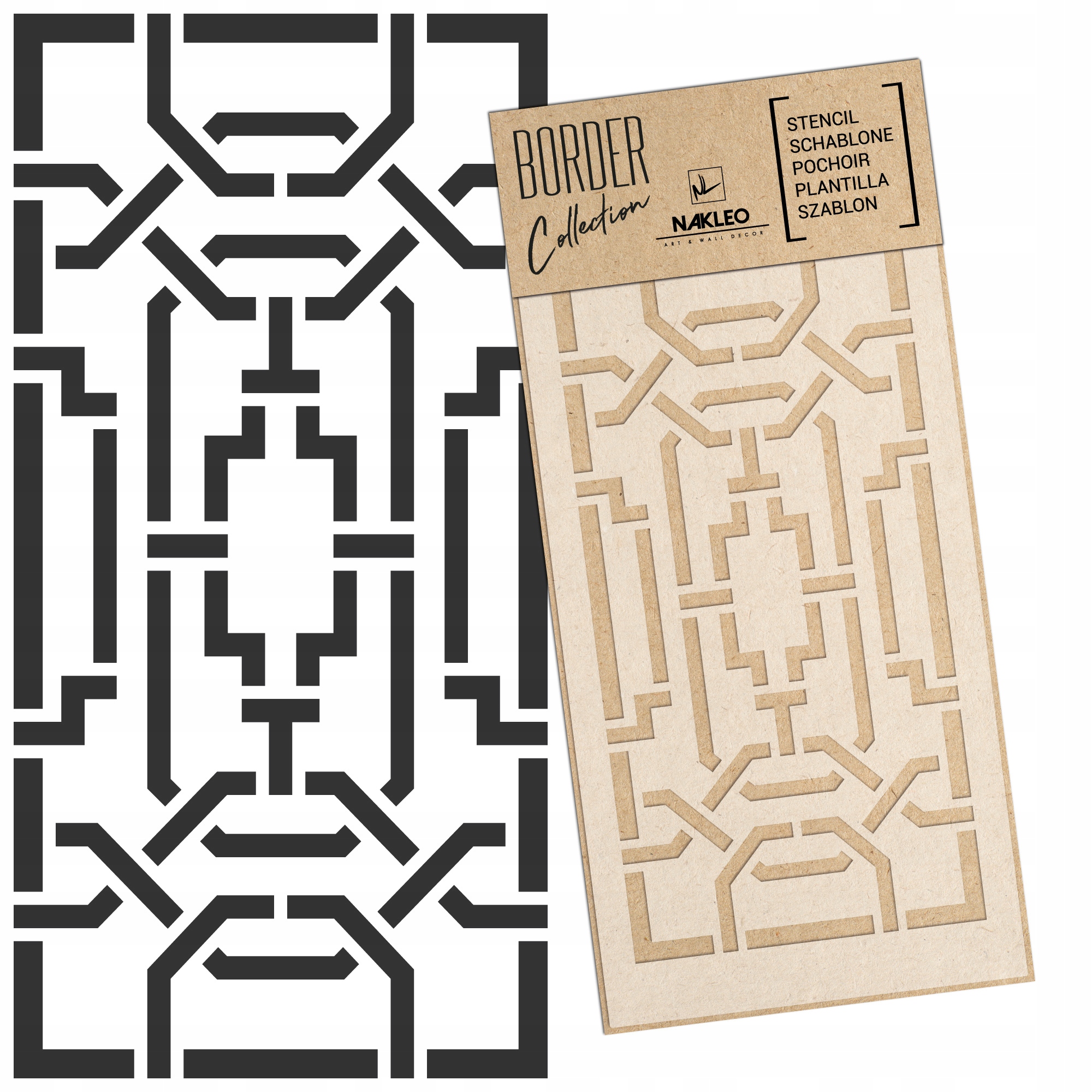 Malířská šablona Bordura Opakovaně Použitelný 45x95 cm Dekor Čínská Zábradlí