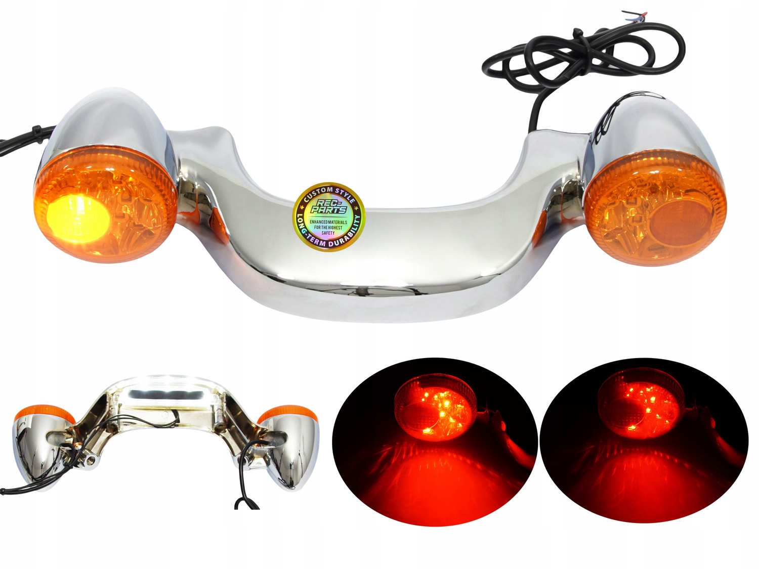 Chrómová Led lišta smerových svetiel Stop Zadné svetlá pre Harley Touring 10-25