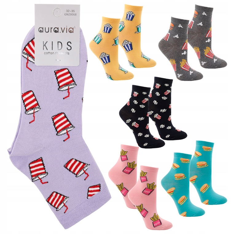 

5PAR Skarpetki Dziecięce Bawełna Śmieszne Fastfood