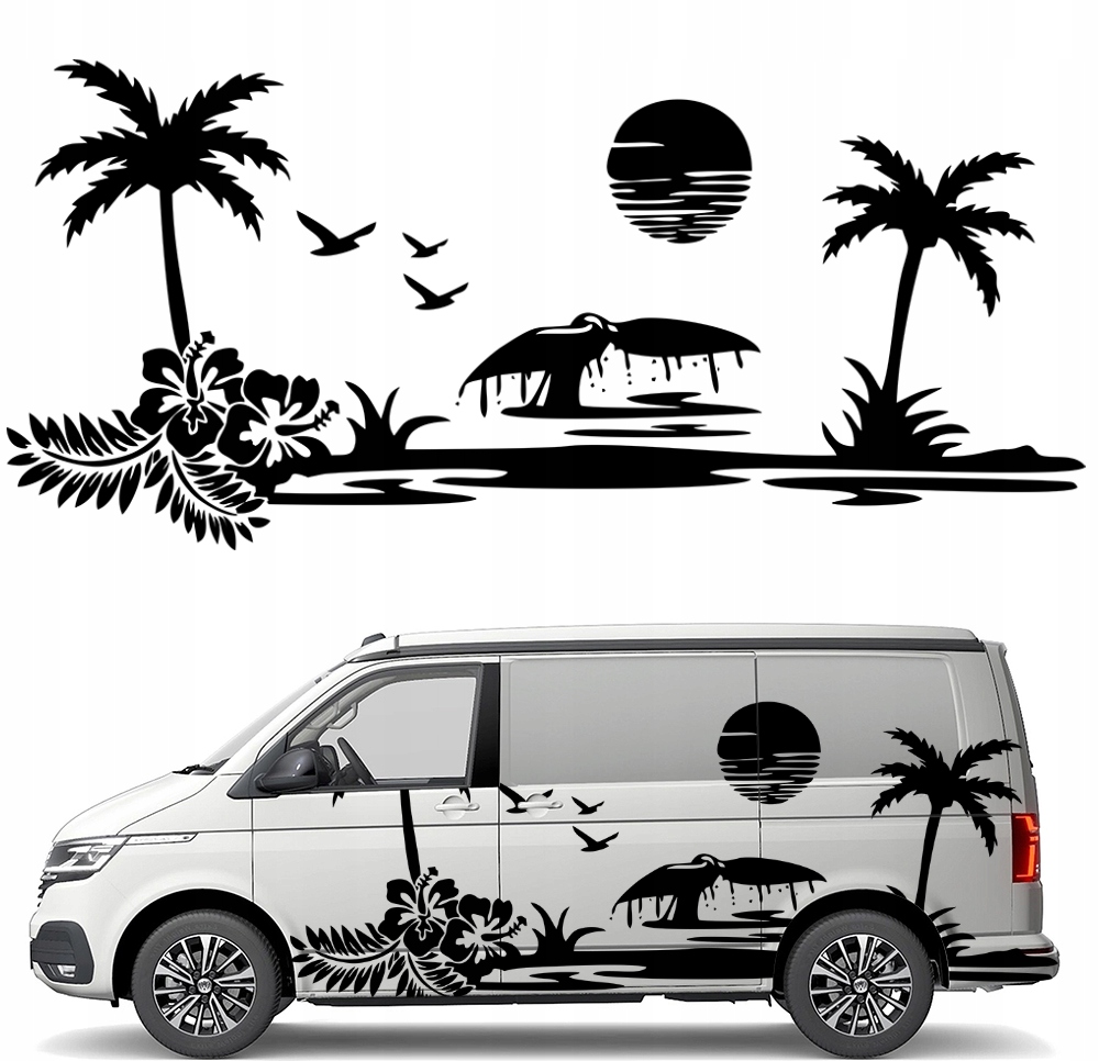 Nálepka Grafika na karavan Príves Palmy Pláž Beach Slnko 90x197