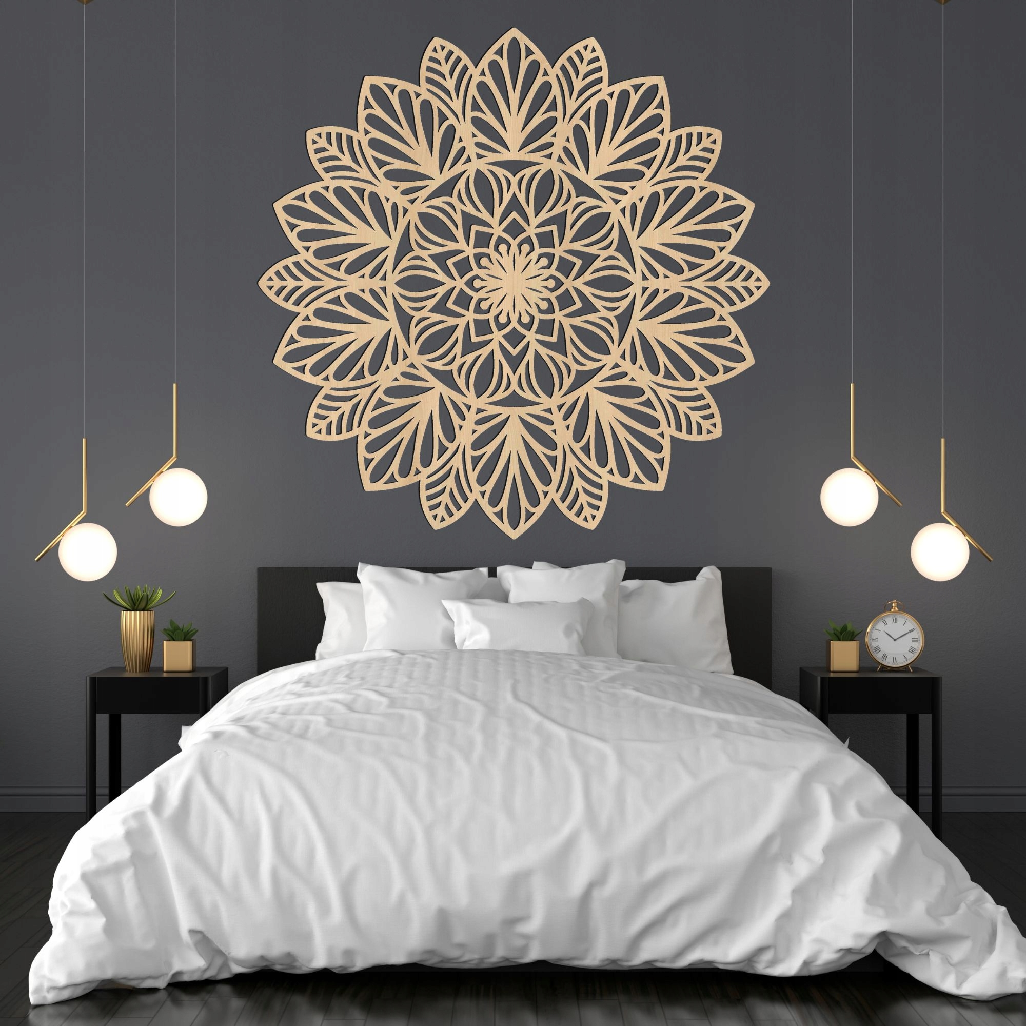 Dekoracja ścienna, Mandala, Obraz z drewna, 180 cm Klon