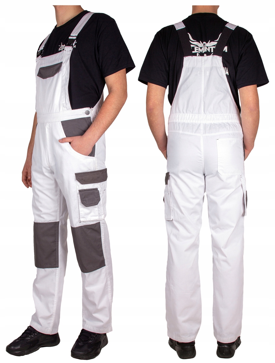 spodnie robocze Ogrodniczki Białe męskie bhp 52