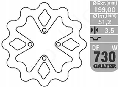 Galfer Brzdový Kotúč Zadný Yamaha Yfz 450 03-05 (199X51,2X3,5 MM)
